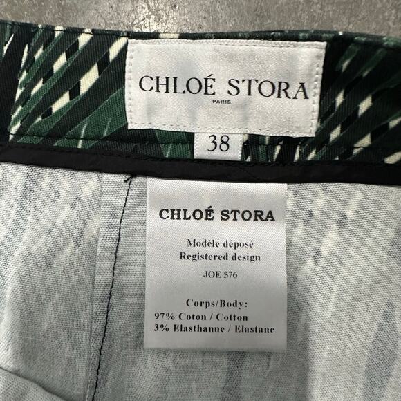 Chloe Stora Green Straight Pencil Skirt Patterned sz FR 38 US 6 - Picture 4 of 5